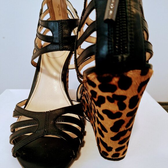 CALVIN KLEIN Leather and Pony Hair Cage Sandals - Picture 2 of 5